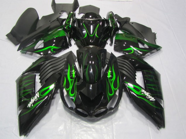 Cheap 2006-2011 Black Green Flame Ninja Kawasaki ZX14R ZZR1400 Motorcycle Replacement Fairings Canada