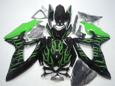 Cheap 2008-2010 Black Green Flame Suzuki GSXR600 Bike Fairings Canada